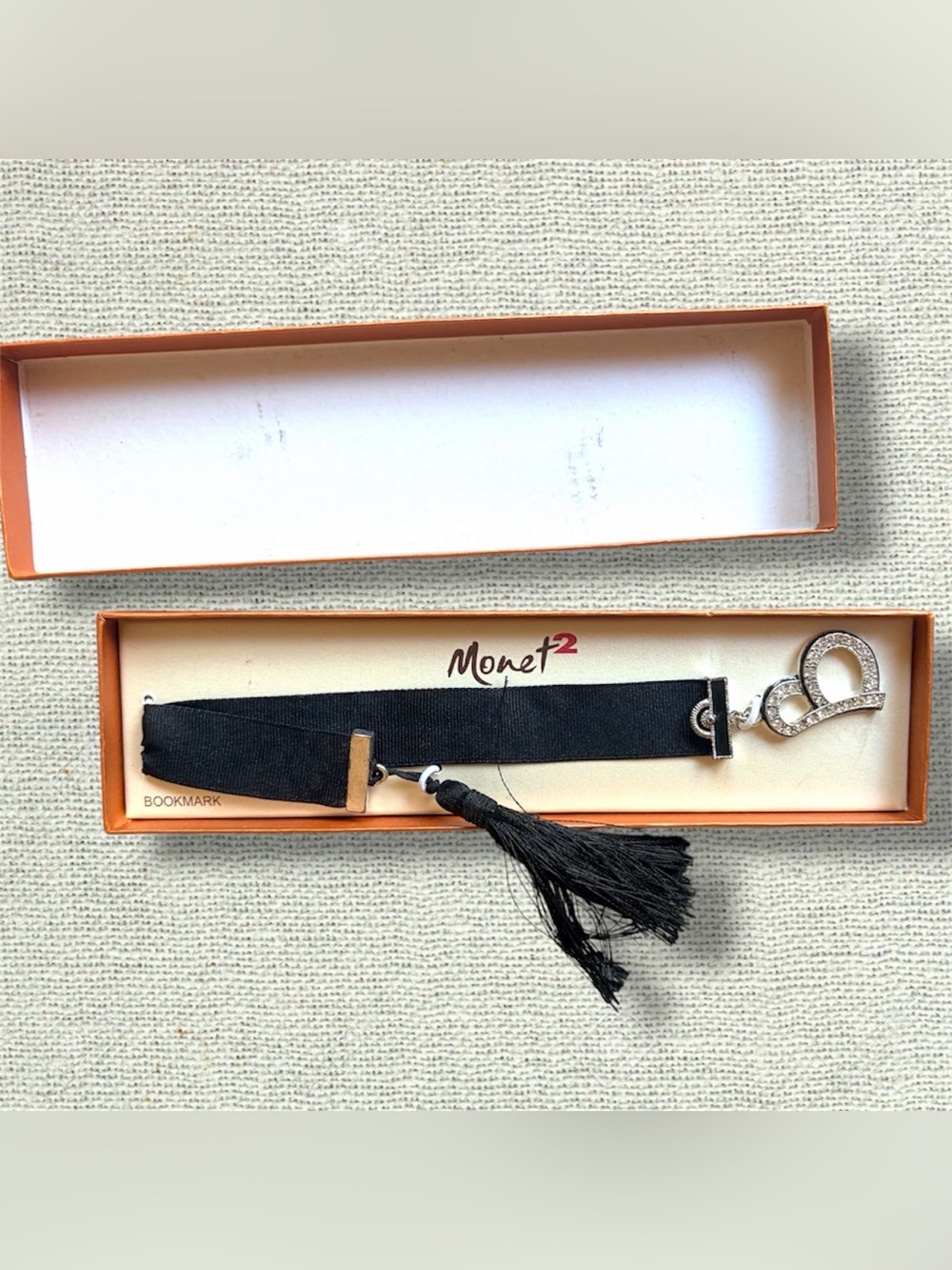 Monet² Letter B Rhinestone Initial Bookmark Black Tassel New in Box